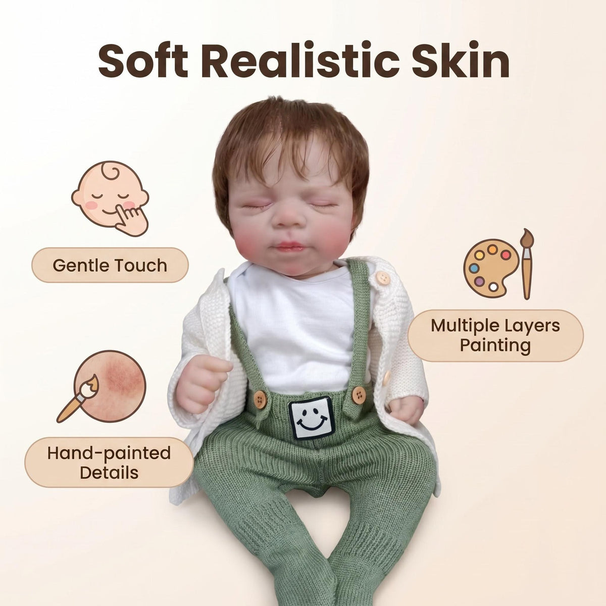 19inch Real Looking Reborn Dolls Full vinyl Body Newborn Babies Doll for Girl for gift