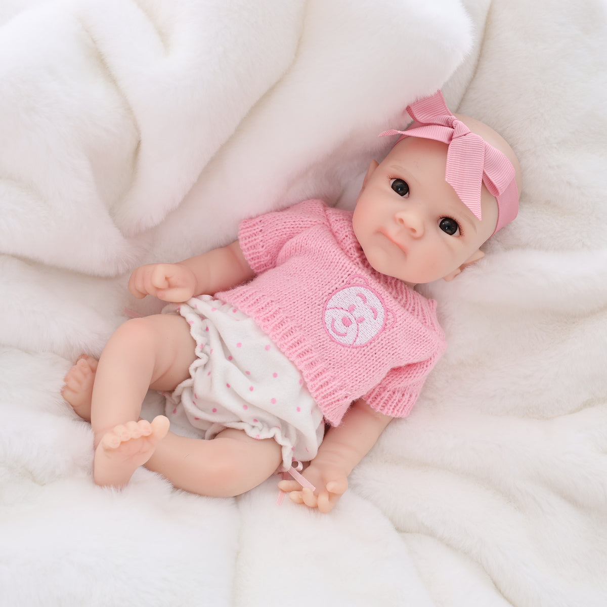 12 Inch Lifelike Reborn Baby Doll with Full Solid Silicone Body Realistic 3D Vein Skin Handcrafted Newborn Doll Perfect Birthday Christmas Gift for Little Girls