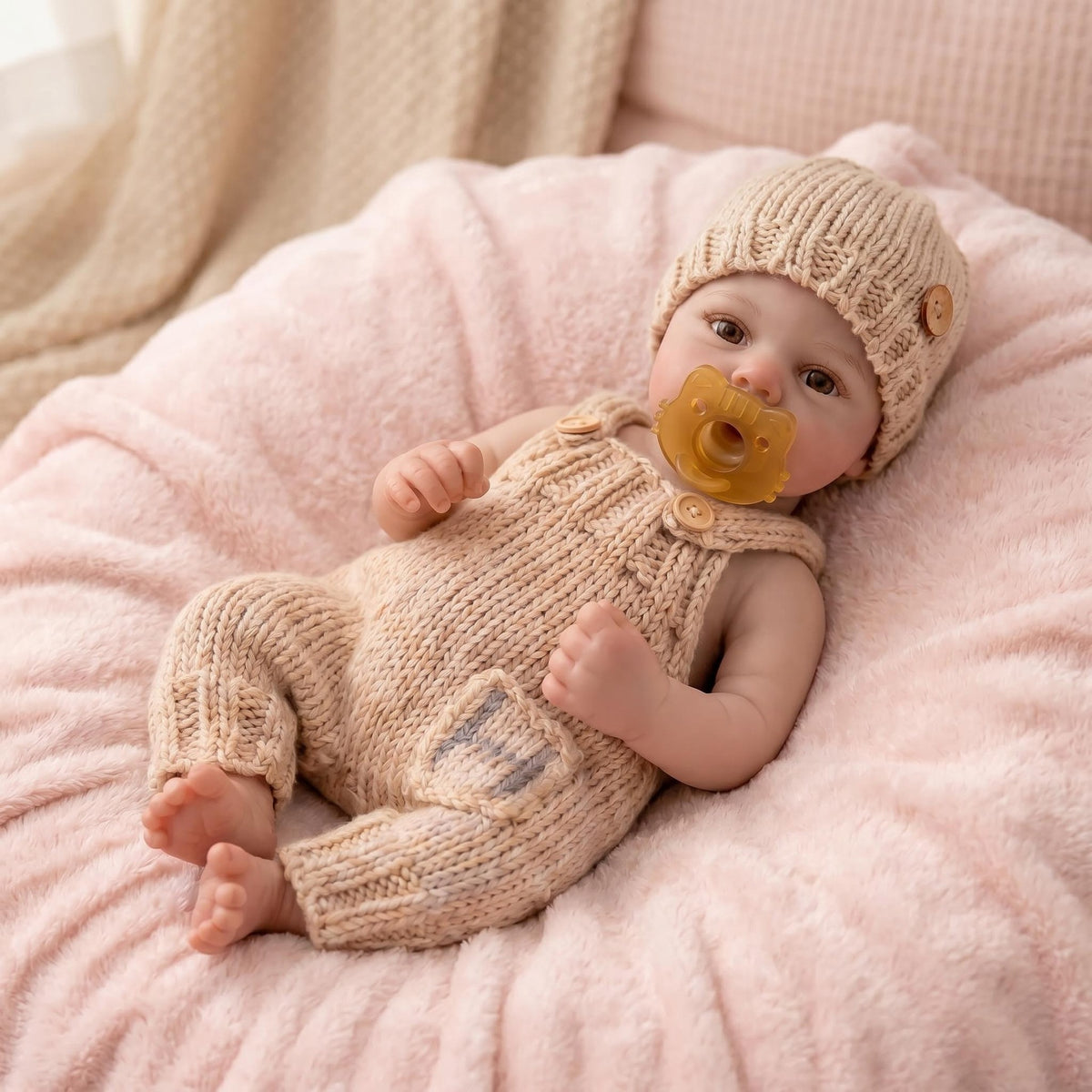 18 Inch with Full Silicone Reborn Doll, Natural Lifelike Brown Eyes, Collectible Art Reborn Doll, Therapeutic Companion Gift for Birthdays and Holiday Seasons
