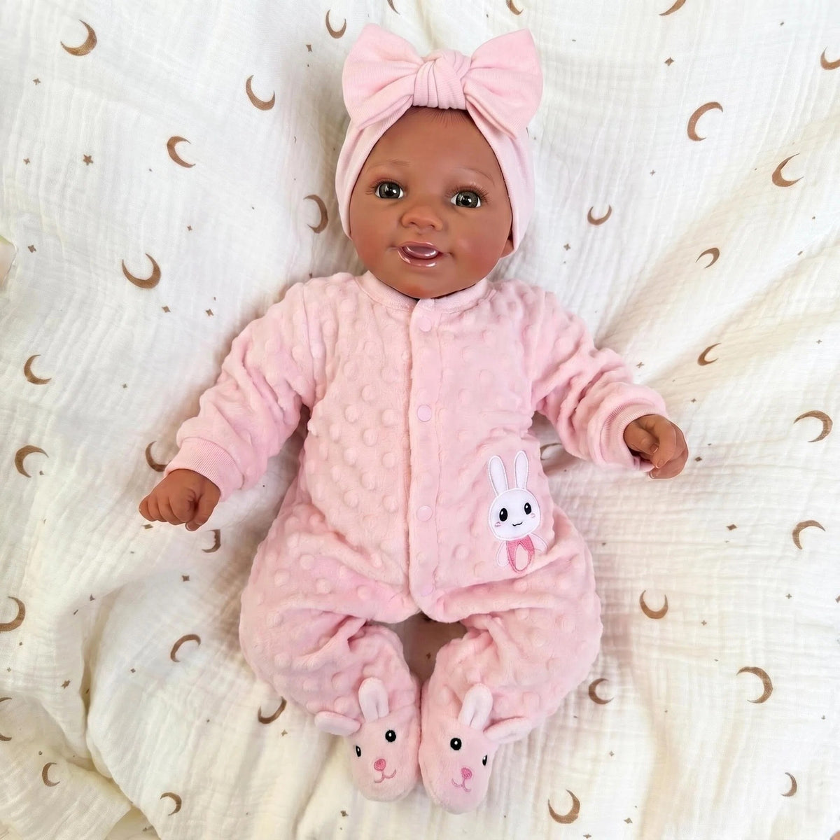 17-inch Reborn Baby Dolls Black Soft cloth Body Realistic Newborn Baby Doll Real Life Baby Doll Handmade Art Doll