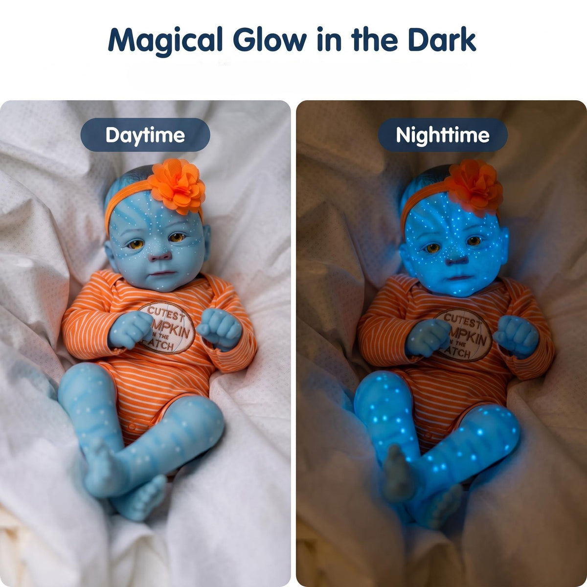 Unique Avatar Style 19 inch with Full Vinyl Body Doll Hand Painted Spotted Blue Skin Halloween Themed Outfit Poseable Hobby Display Toy