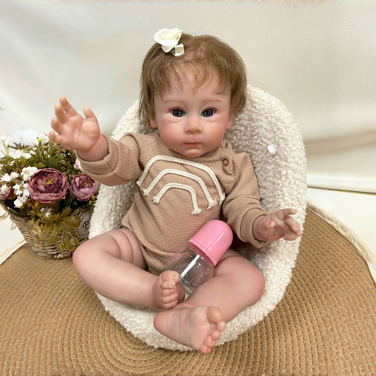 23 Inch Realistic Reborn Dolls with Cloth Body 3D Vein Skin Handcrafted Gift Toy for Little Girls Collectors