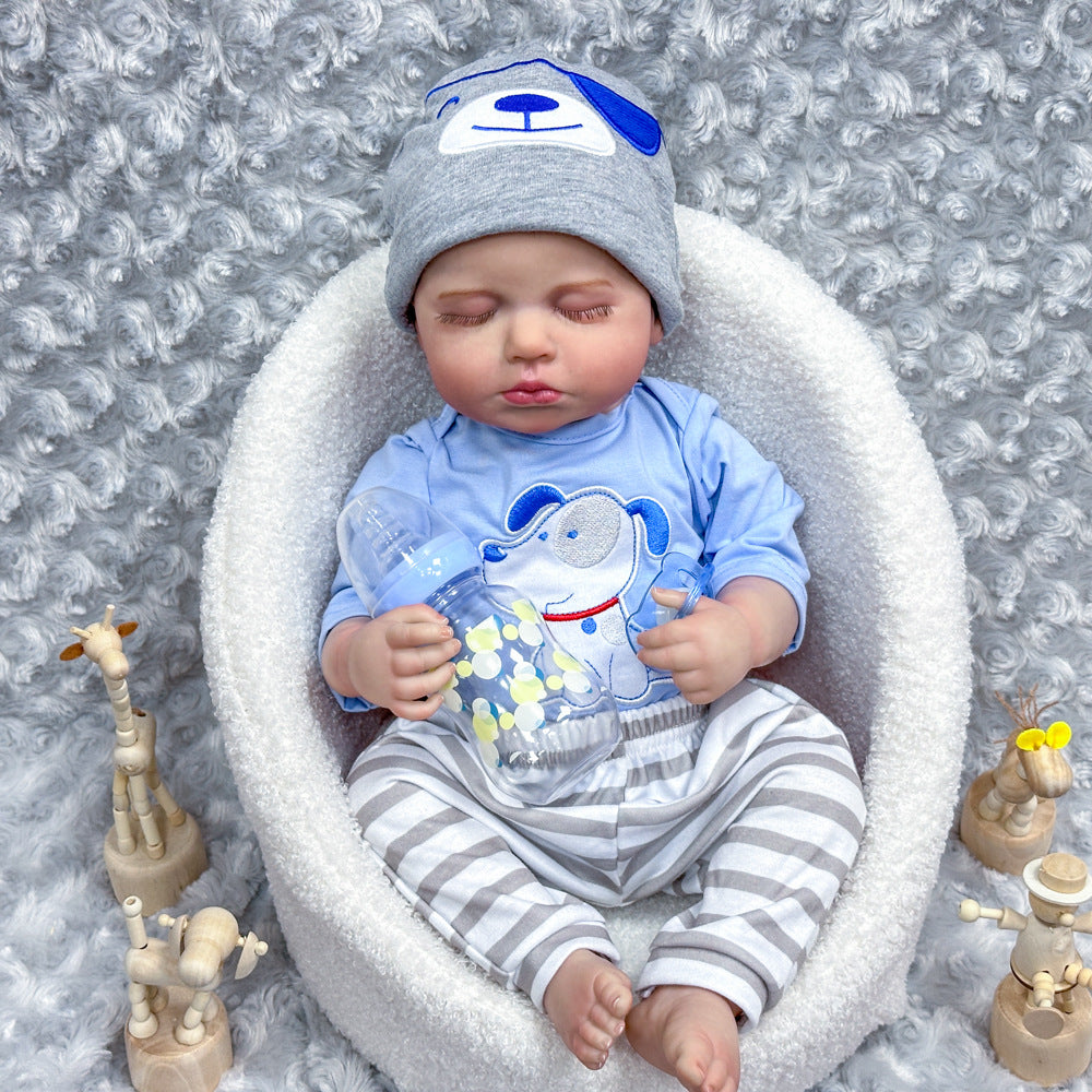 20 Inch Full-Vinyl Lifelike Sleepy Baby Doll, Comes With Baby Bottle, Timeless Keepsake for Birthdays and Holiday Gift Seasons