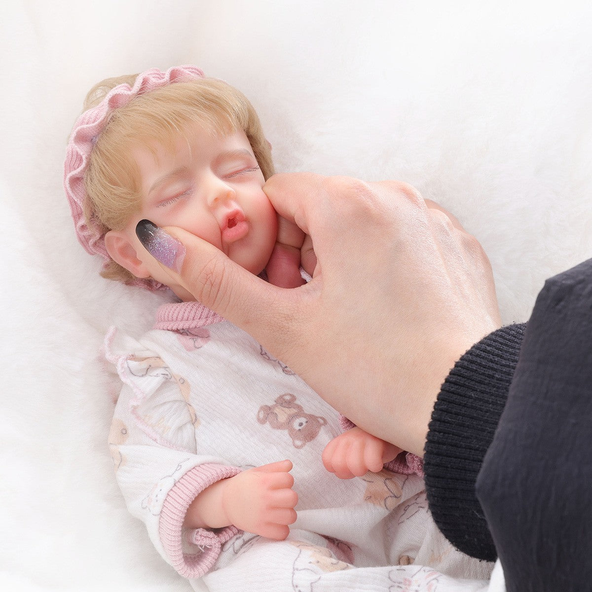 12 inch solid silicone 30cm simulation baby reincarnation doll, real kneading, hand feel, closed eyes