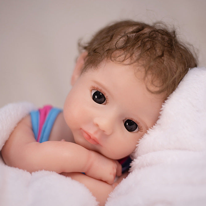 16 / 18 inch Full Solid Silicone simulated reborn baby doll super high-end mohair hair transplant Collectible Display Doll for Doll Lovers