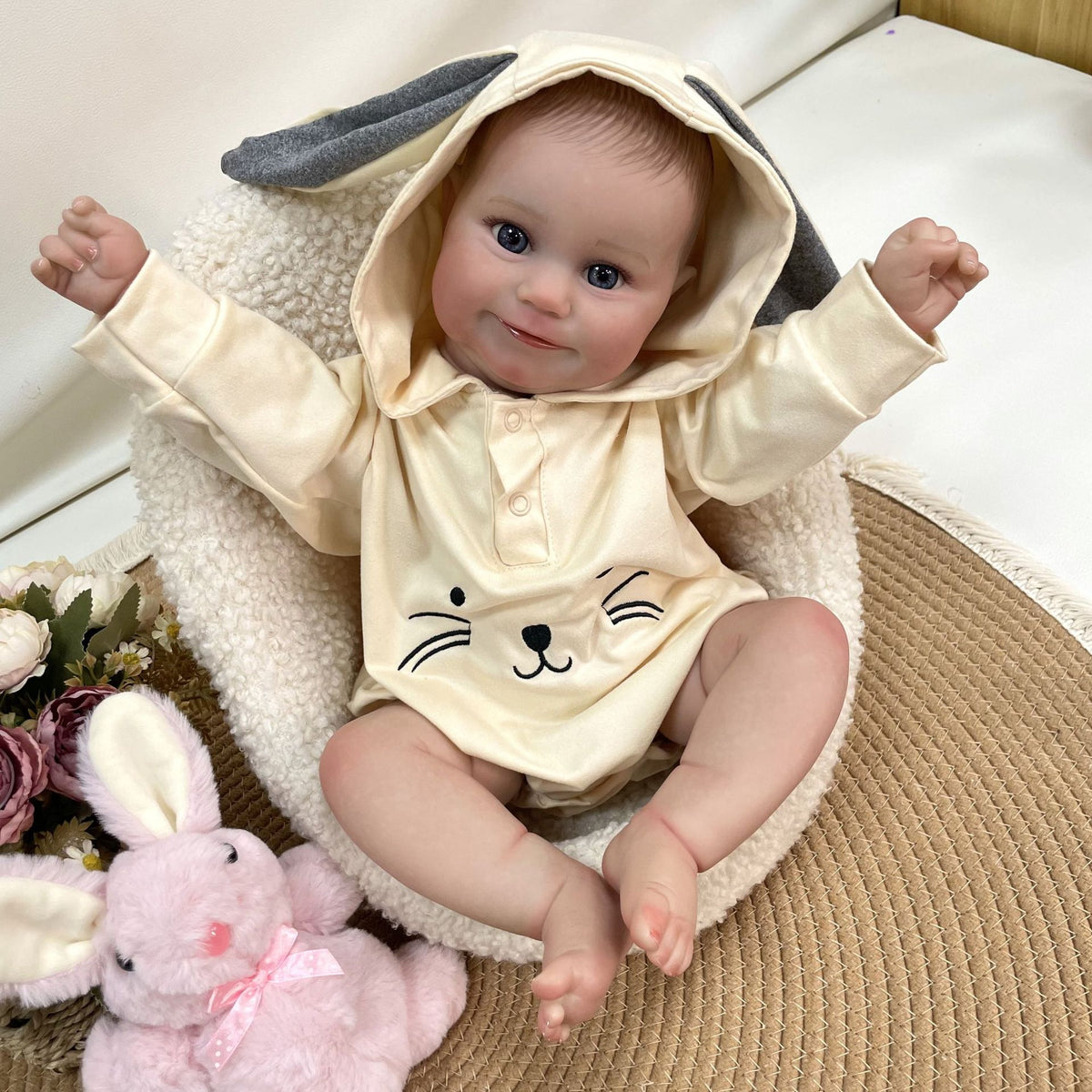 19 inch Handmade Lifelike Reborn Baby Doll with Cloth Body Realistic 3D Skin Children Play Toy for Little Girls