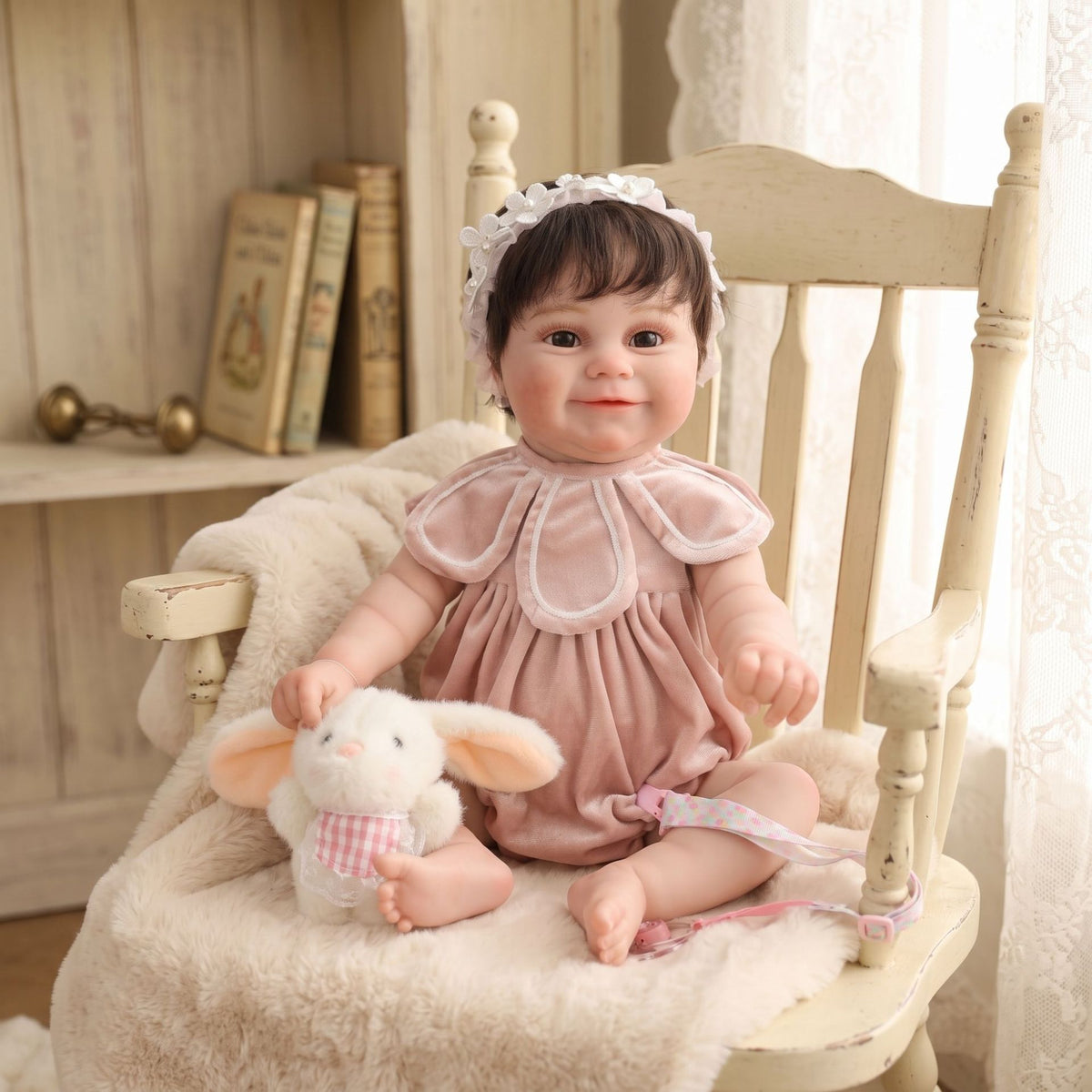 22 Inch Handcrafted Reborn Doll Real 3D Vein Skin with Full vinyl Body Baby Doll Gift for Little Girls