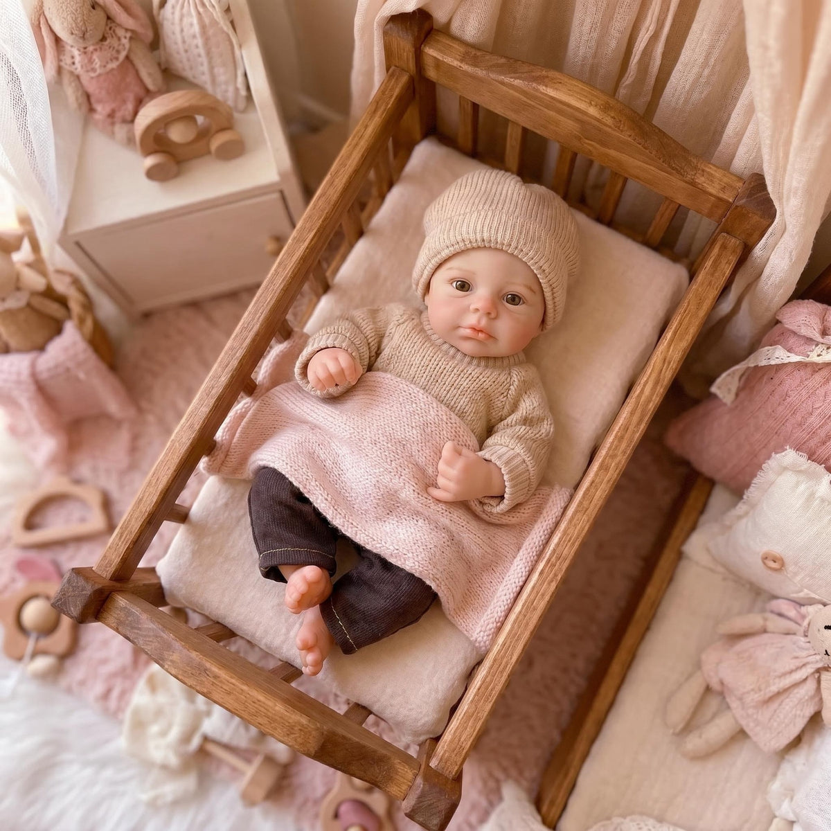6 Inch with Full Silicone Body Reborn Doll Lifelike Real Skin Vein Texture Hand Painted Newborn Doll Complete Outfit Accessories Set