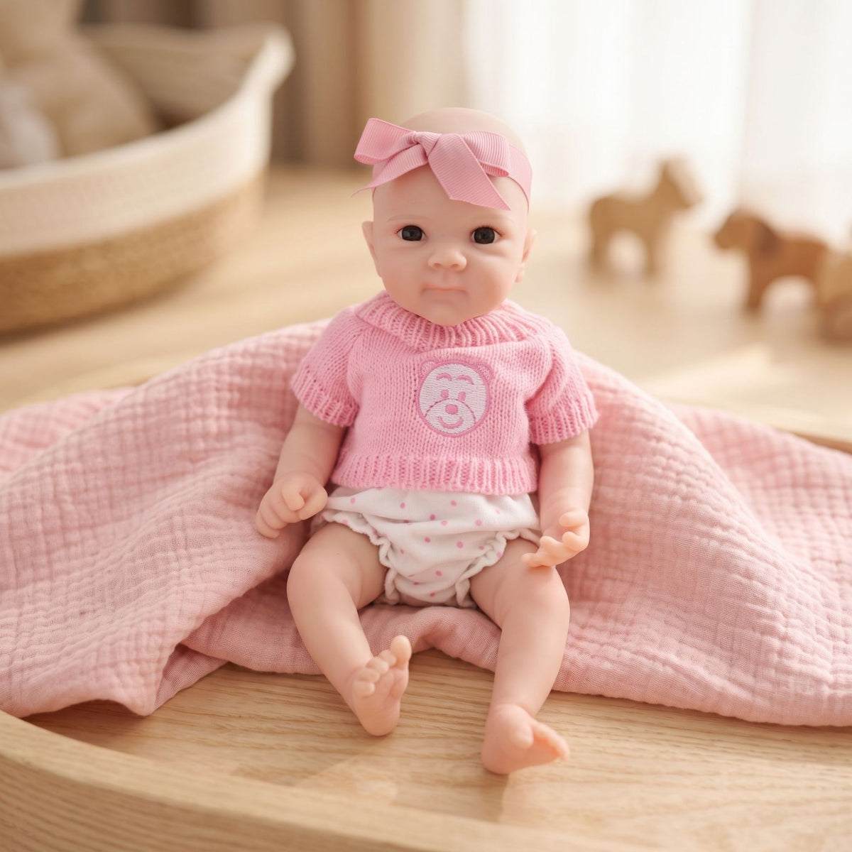12 Inch Lifelike Reborn Baby Doll with Full Solid Silicone Body Realistic 3D Vein Skin Handcrafted Newborn Doll Perfect Birthday Christmas Gift for Little Girls