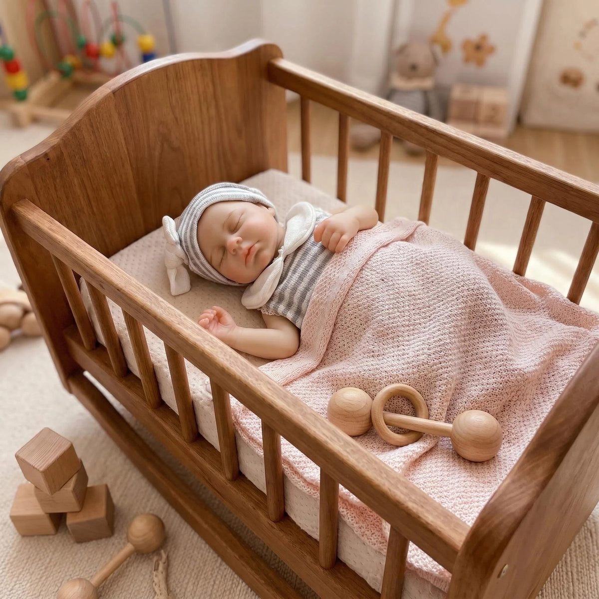 12 Inch Handmade Sleeping Baby with Full Soild Silicone Reborn Doll Washable Real Touch Collectible Art Doll