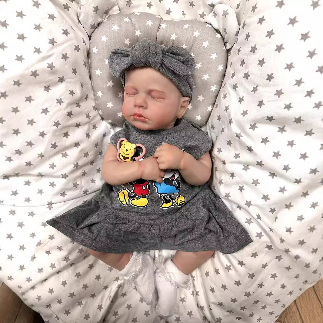 19 Inch Realistic Reborn Baby Doll with Cloth Body 3D Vein Skin Handcrafted Newborn Doll Gift Toy for Little Girls Collectors
