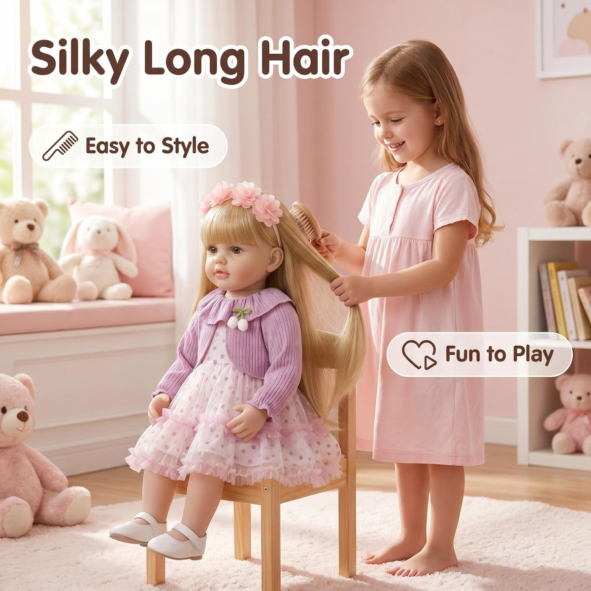 Lifelike Blonde Girl 22 Inch with Full Vinyl Body, Therapeutic Companion Toy Suitable For All Occasion Holiday Surprise