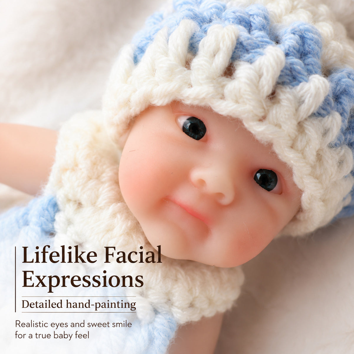 6-inch palm solid silicone reborn baby simulation doll, real-feel stretchable children's toy gift