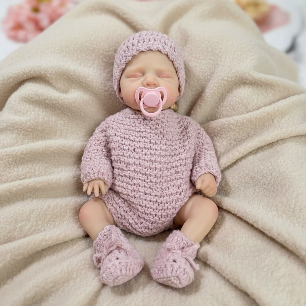 12 inch solid silicone Reborn Doll  light purple sweater pascale simulation toy doll