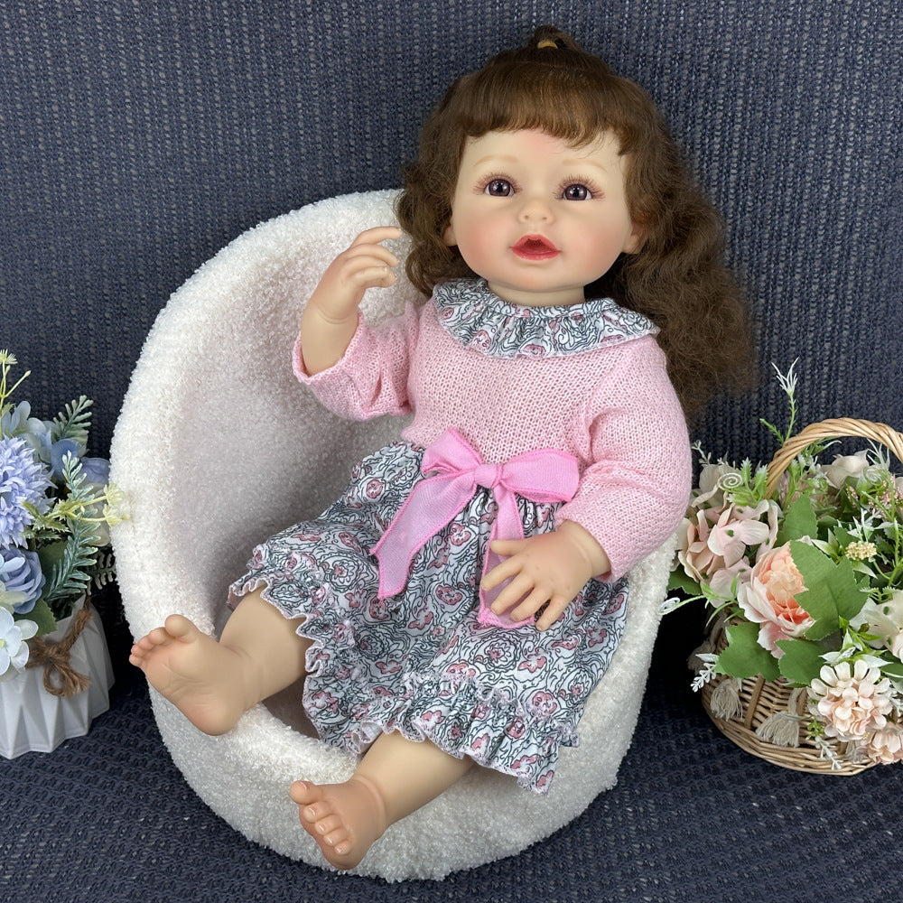 Finely Crafted 22 Inch Full-Vinyl Play Doll, Sweet Bow Decorated Outfit, Popular Gift Option for Birthdays and Special Holidays