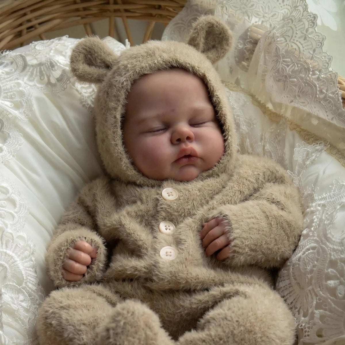 Peaceful Closed-Eye Sleeping Newborn 19 Inch with Cloth Body Reborn Baby Doll, Perfect Birthday, Christmas & Easter Gift Companion Toy For Girls And Adult Collectors