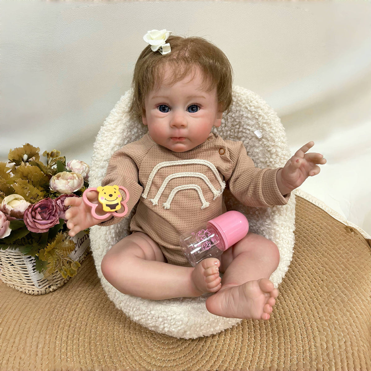 23 Inch Realistic Reborn Dolls with Cloth Body 3D Vein Skin Handcrafted Gift Toy for Little Girls Collectors