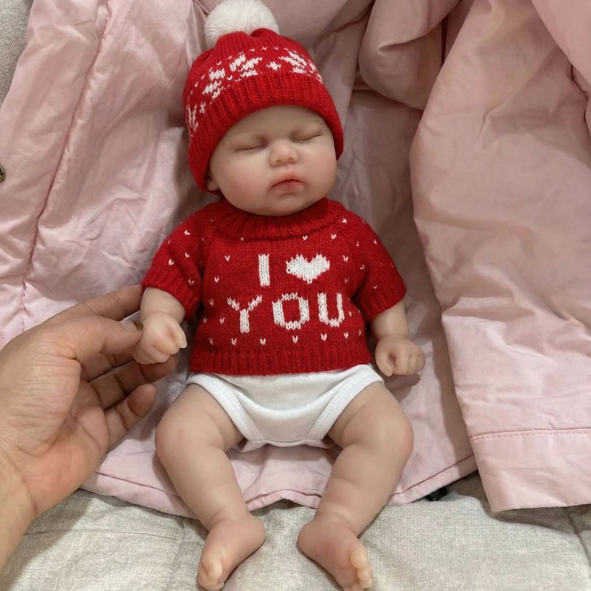 12 inch red sweater pickle solid silicone reborn doll for children's Christmas gift