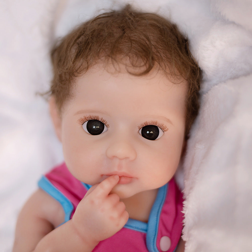 16 / 18 inch Full Solid Silicone simulated reborn baby doll super high-end mohair hair transplant Collectible Display Doll for Doll Lovers