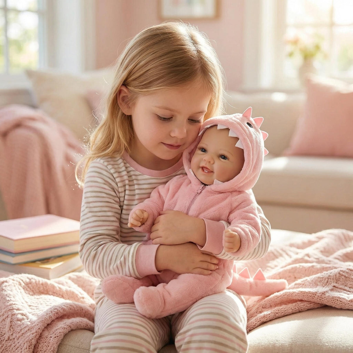 17 inch pink dinosaur jumpsuit reborn doll