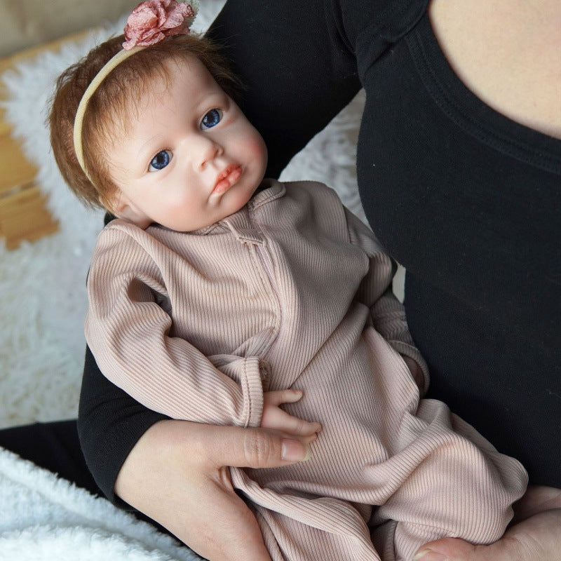 Real Skin Touch 18 Inch Full Soild Silicone Reborn Doll Handcrafted Baby Toy for Kids Birthday Gift