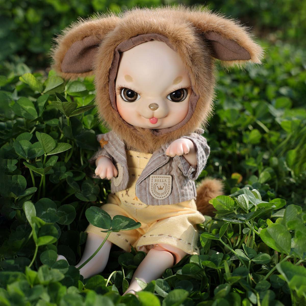 Adorable 10 Inch Porcelain Dress-up Baby Brown rabbit Dolls (BJD)