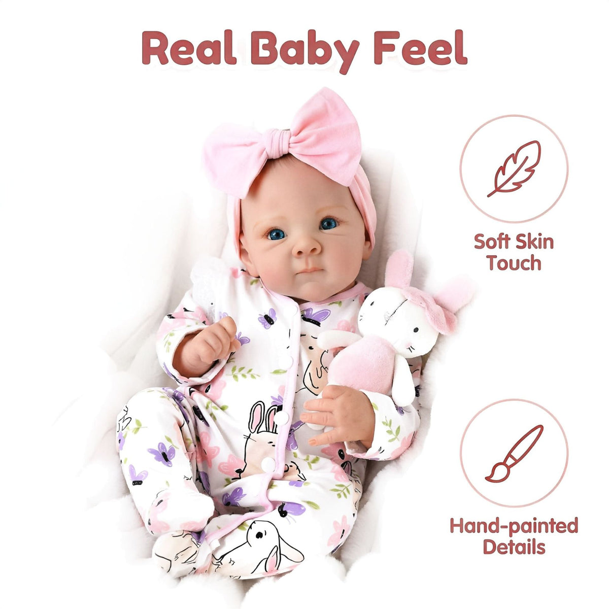 18 inch powder printed jumpsuit Bettie full vinyl reborn doll
