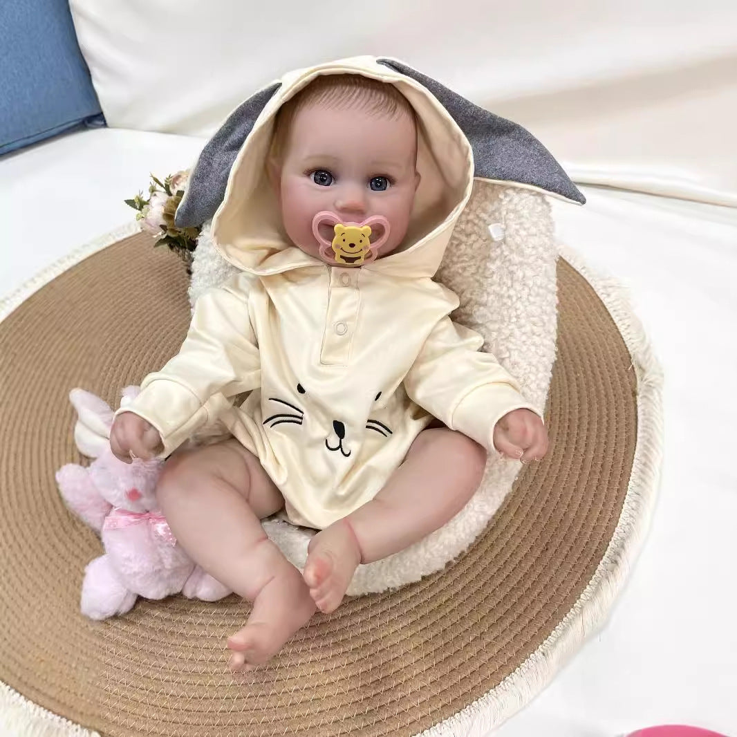 19 inch Handmade Lifelike Reborn Baby Doll with Cloth Body Realistic 3D Skin Children Play Toy for Little Girls