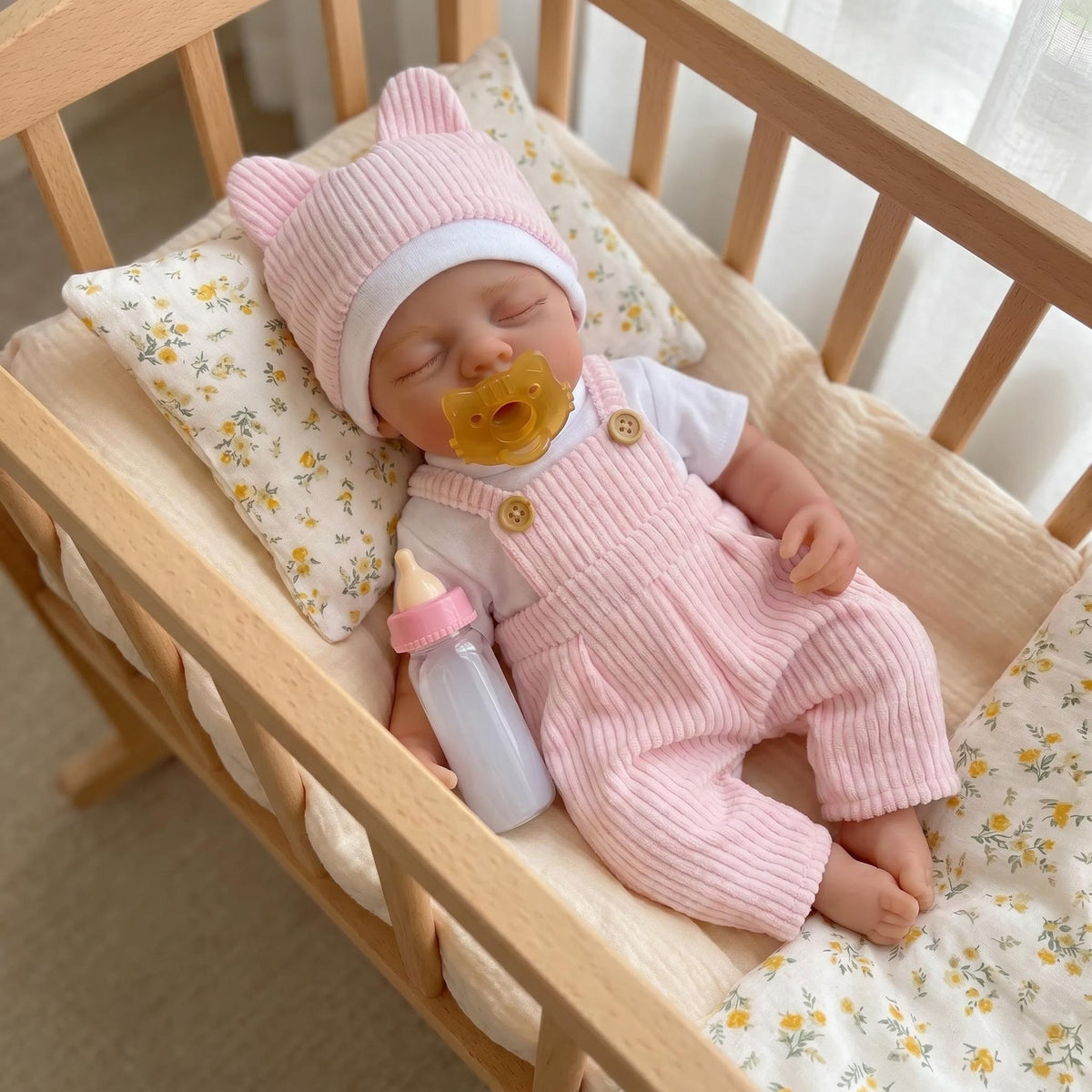 Portable Small Infant 12 Inch with Full Soild Silicone Reborn Doll Washable Doll For Role Play & Display Decor