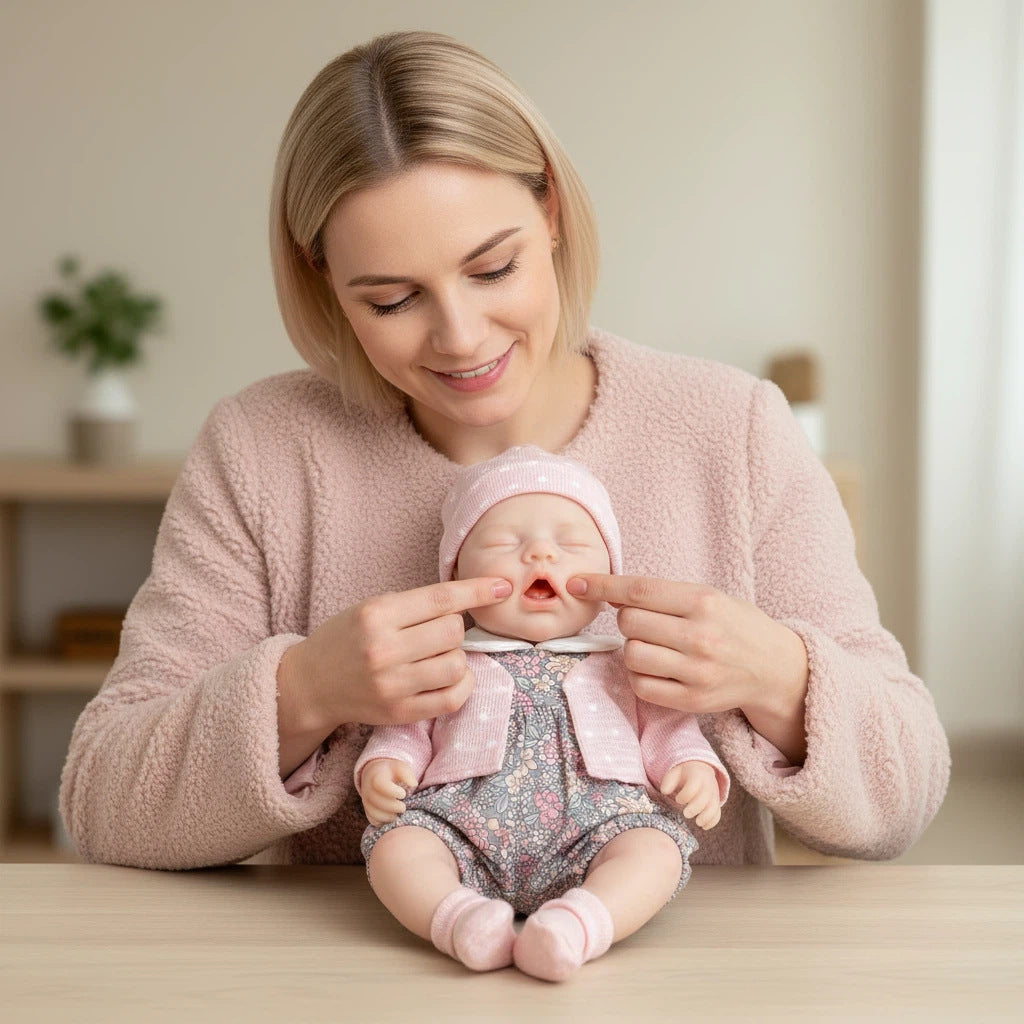 12 inch solid silicone reborn doll white small round dot small cardigan simulation toy doll