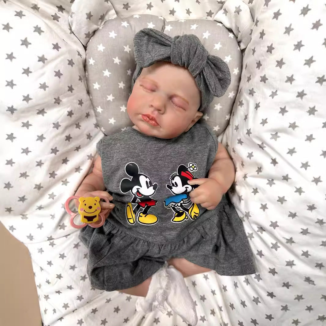 19 Inch Realistic Reborn Baby Doll with Cloth Body 3D Vein Skin Handcrafted Newborn Doll Gift Toy for Little Girls Collectors