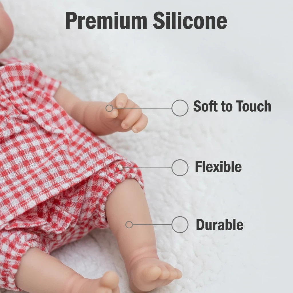 12 inch solid silicone Reborn Doll   pink grid pascale simulation toy doll