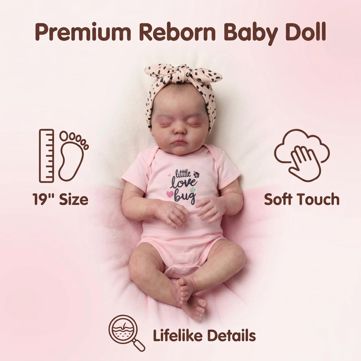 Realistic Slumber Reborn Infant Doll 19 inch Soft With Cloth Body with Vinyl Limbs, Perfect Present for Baby Shower, Thanksgiving and All Seasonal Celebrations