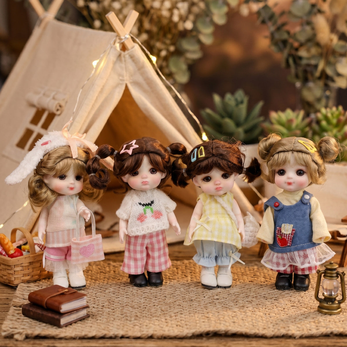 6 inch Mini with Full ceramic Body, Handmade Clothes Tabletop Ornament For Doll Collectors