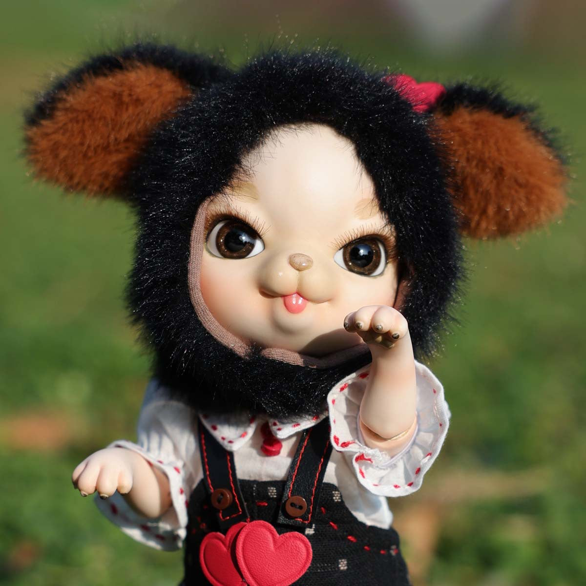 Adorable 10 Inch Porcelain Dress-up Baby Black rabbit Dolls (BJD) ﻿