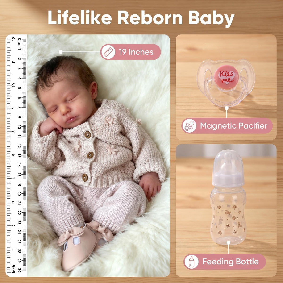19 inch Reborn dolls handmade toy gift for children with full vinyl body