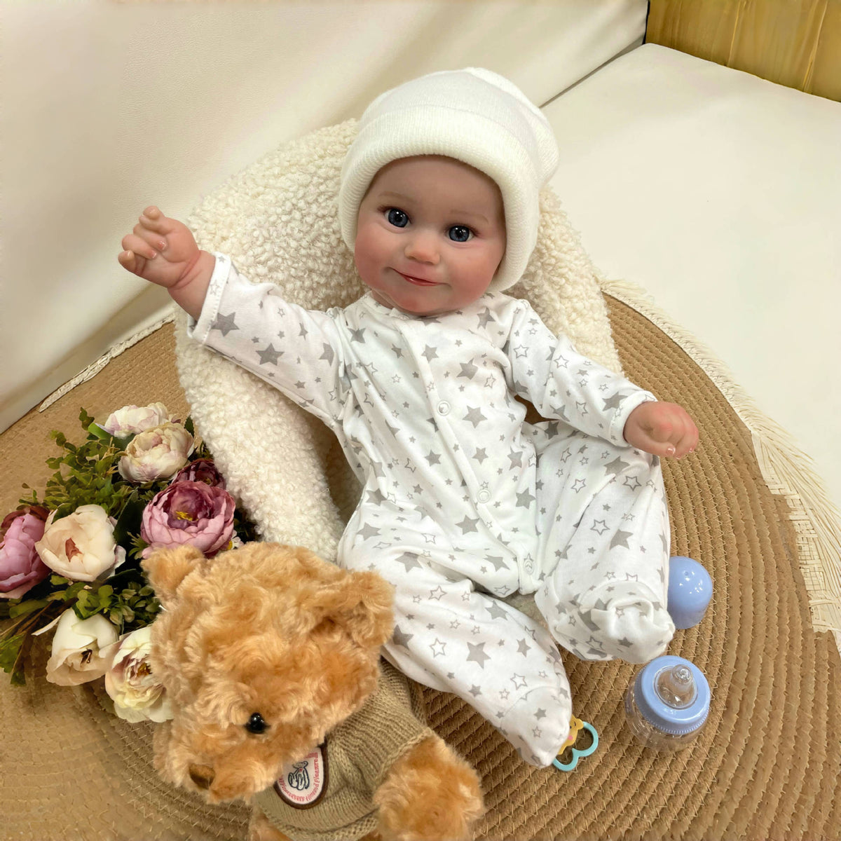 19 Inches Handmade Lifelike Reborn Doll with Cloth Body 3D Skin Realistic Newborn Baby Play Toy Gift for Girls & Doll Collectors