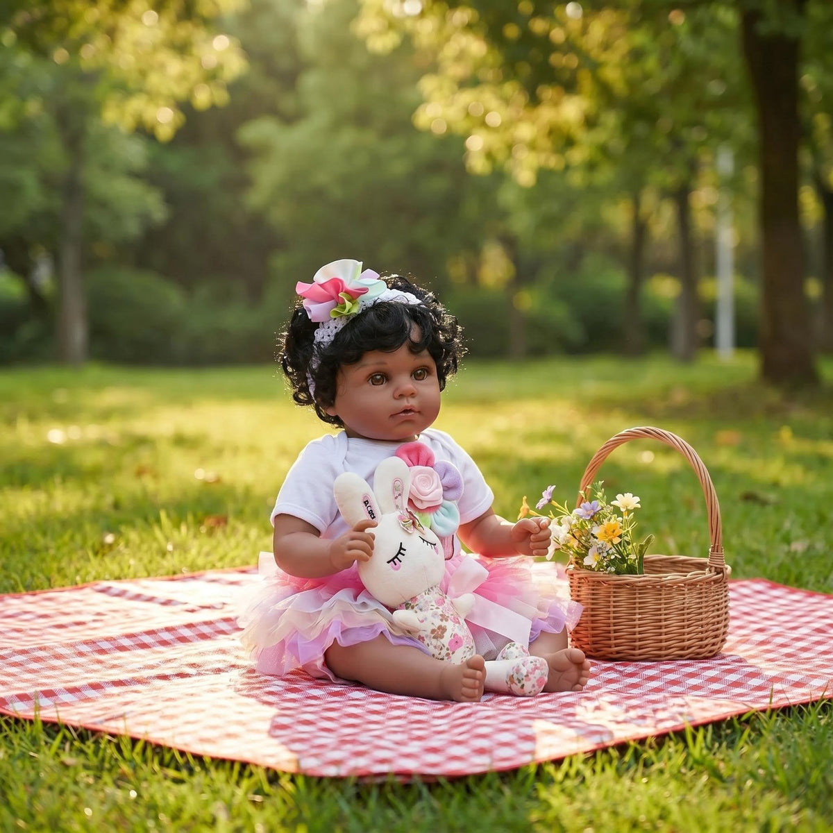 22 inch with Cloth Body Rainbow Tulle Dress Set, Emotional Therapeutic Companion Doll, Unique Surprise Gift For Birthday Parties And Western Festivals