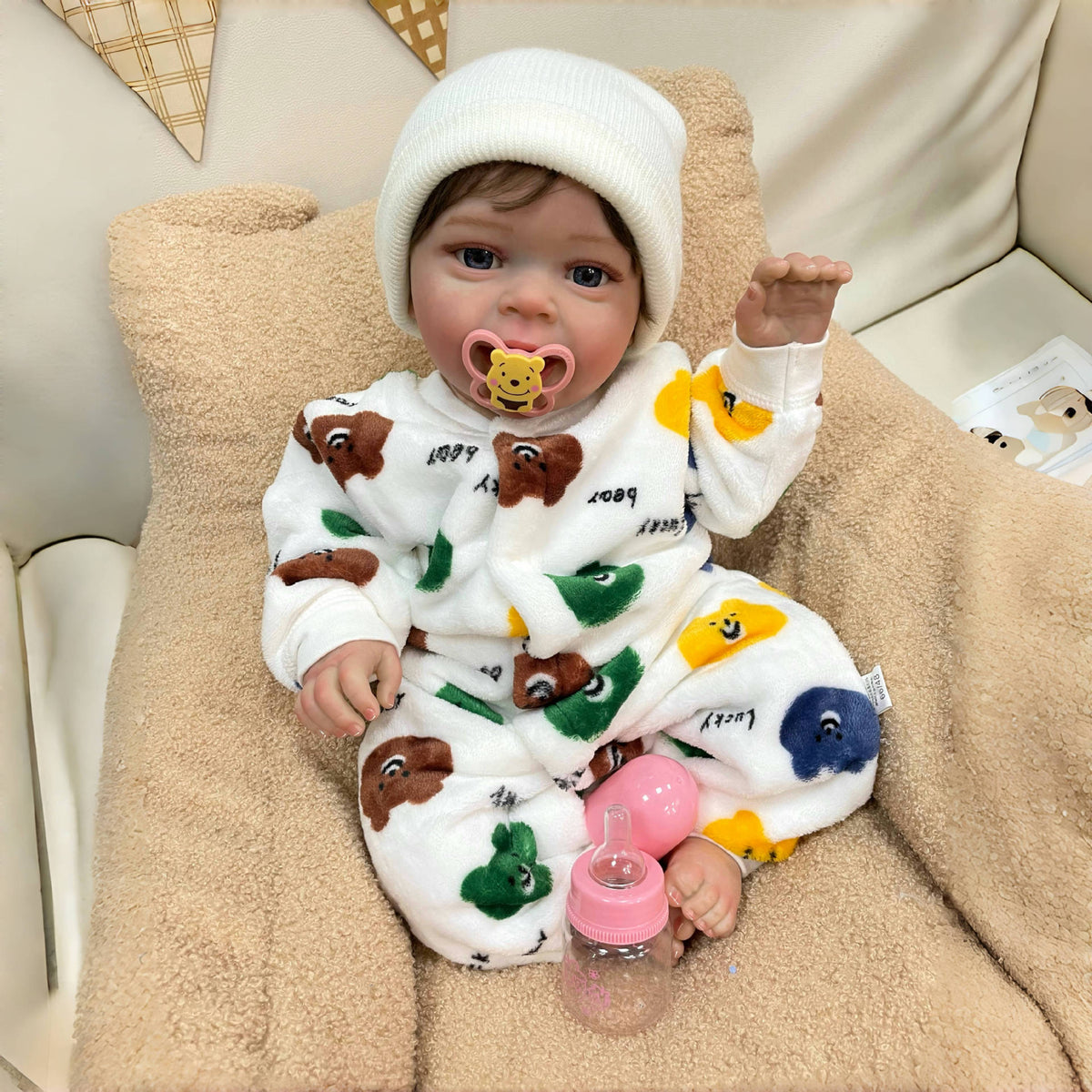 23 inch Handmade Lifelike Reborn Baby Doll with Cloth Body Realistic 3D Skin Children Play Toy for Little Girls