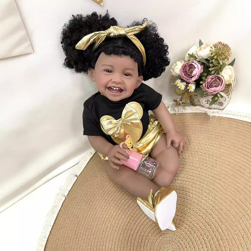 23 Inches Lifelike Handmade Reborn Doll Soft Cloth Body Real 3D Skin Simulation Newborn Baby Doll Play Toy for Girls Children