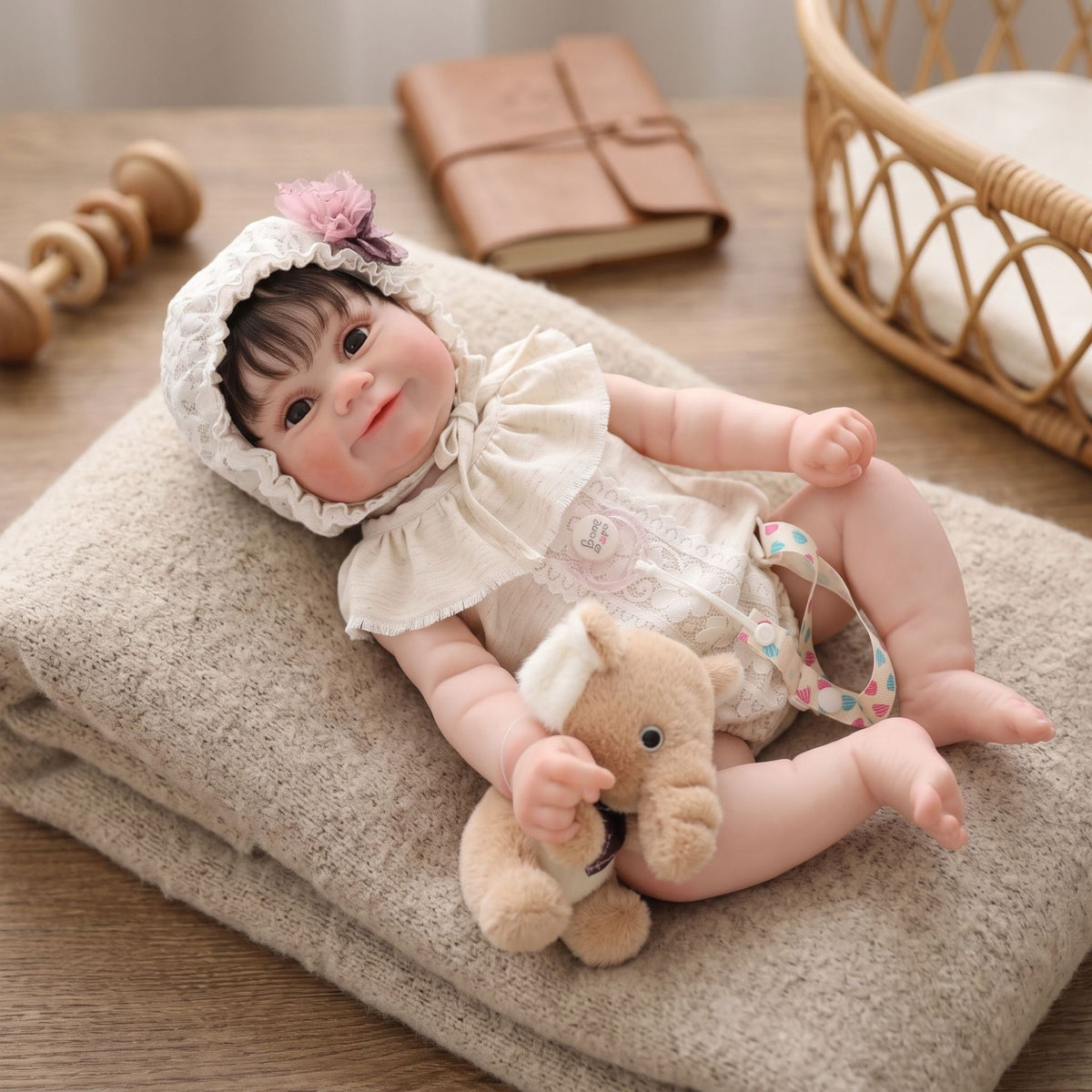 22 inch Handcrafted Reborn Doll Real 3D Vein Skin with Full vinyl Body Lifelike Newborn Baby Doll Birthday Present for Little Girl Collectors