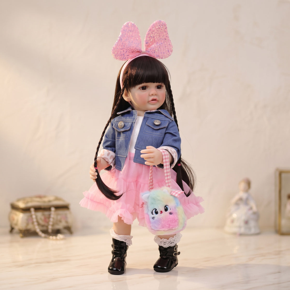 22 inch with Full vinyl Body Standing Toddler Reborn Dolls ornaments for gifts