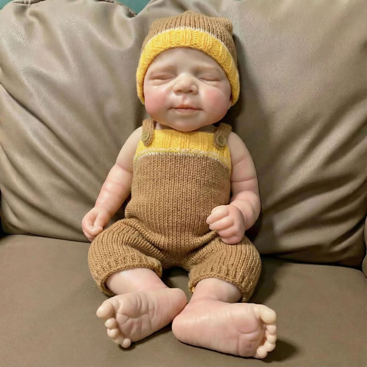 19 inch Full Silicone Reborn Doll Khaki Sweater jumpsuit Pascal Simulation Doll
