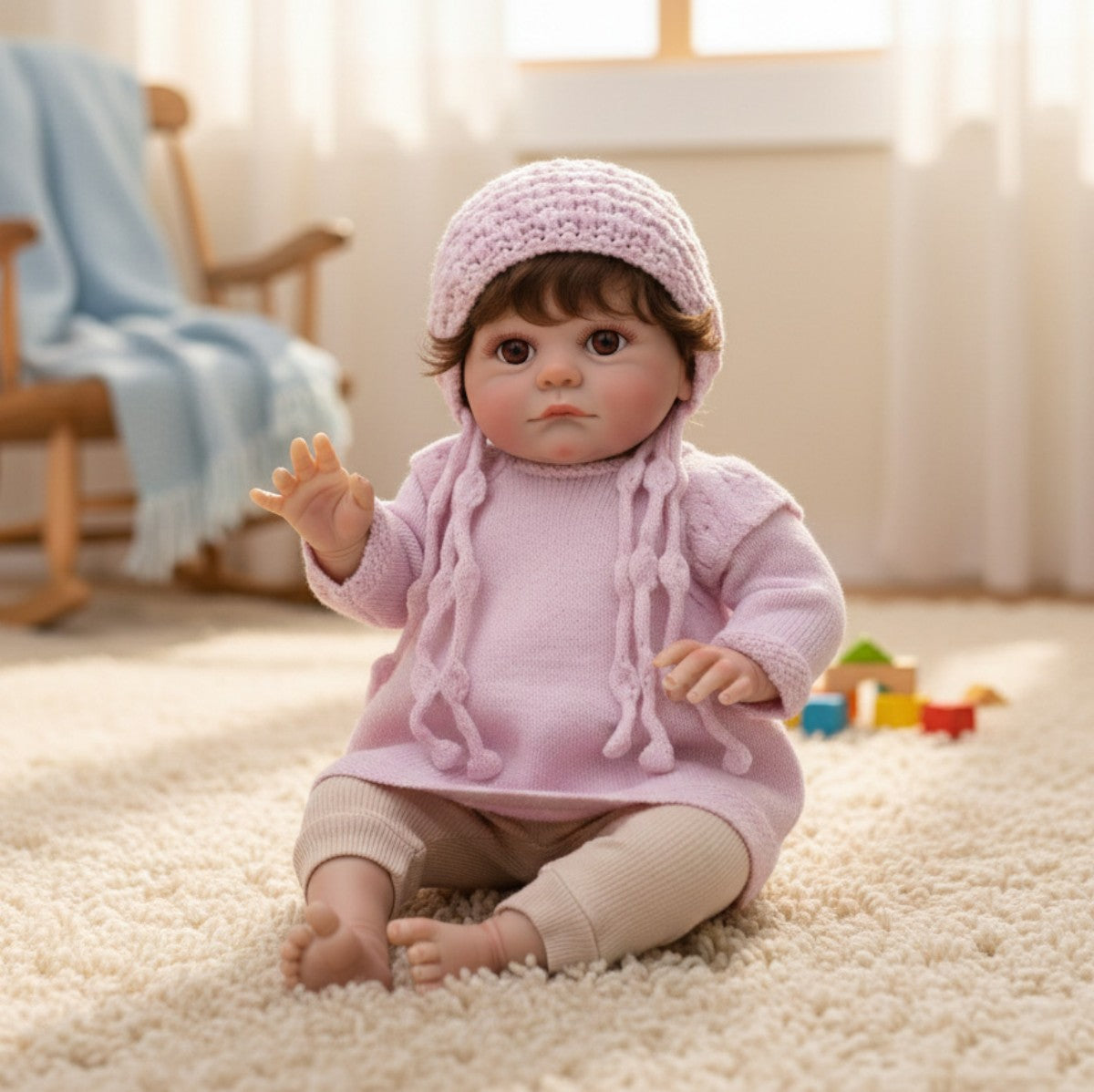 24 inch hair transplant reborn doll with Cloth Body simulated baby humanoid children's play house holiday gift