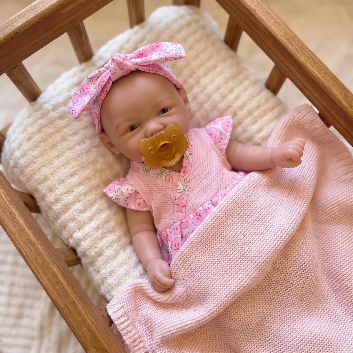 8 inch lace sleeve pink top with Full Soild Silicone Body reborn doll for children Christmas gift