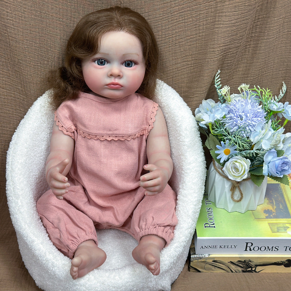 22 Inch Full‑Vinyl Lifelike Reborn Doll, Delicate Lace‑edged Clothing, Cherished Heirloom Keepsake for Birthday and Holiday Seasons