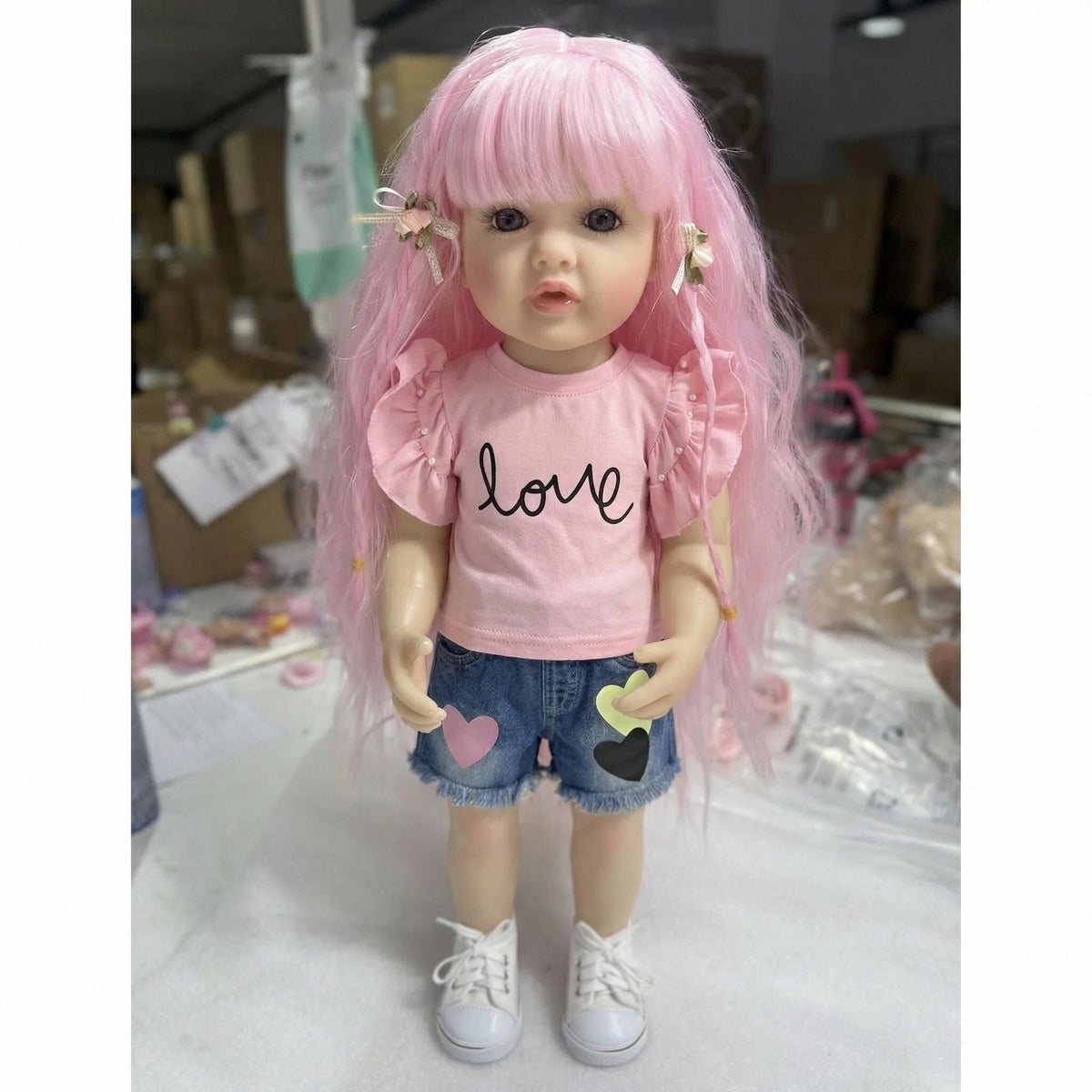 22 inch heart-shaped denim shorts Betty simulation reincarnation doll reborn doll