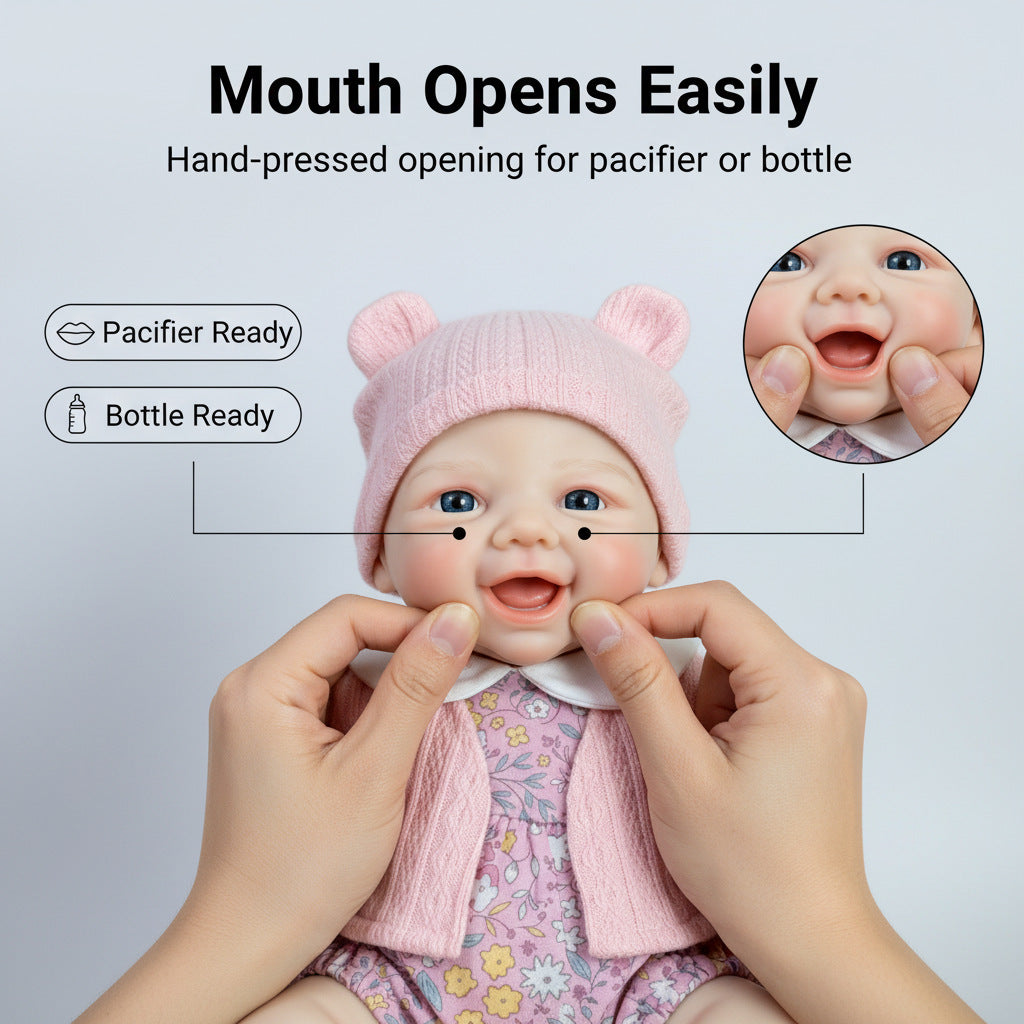 12 inch solid silicone reborn doll pink cardigan jacket simulation toy doll