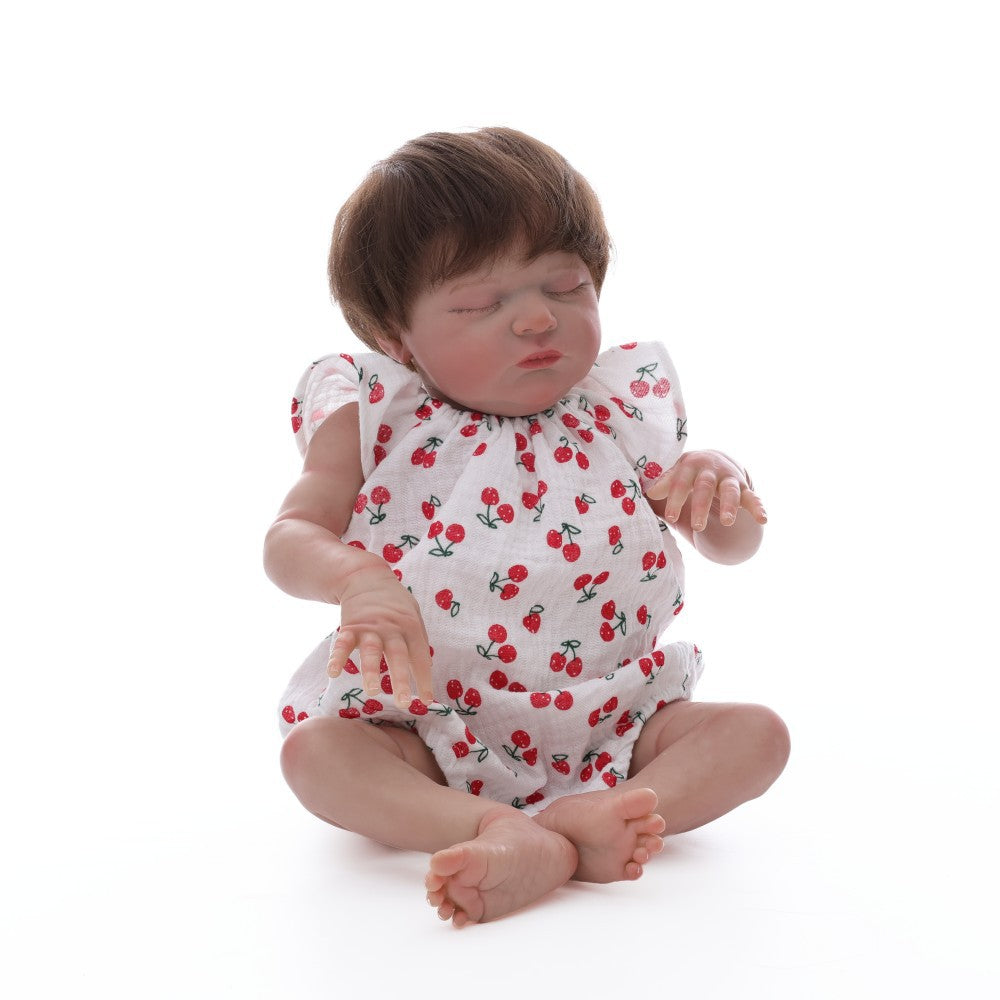 50cm Rebirth Doll Hair Transplant Girl Cloth Body Simulation Baby Doll Dress up Game Accompanies Home Play