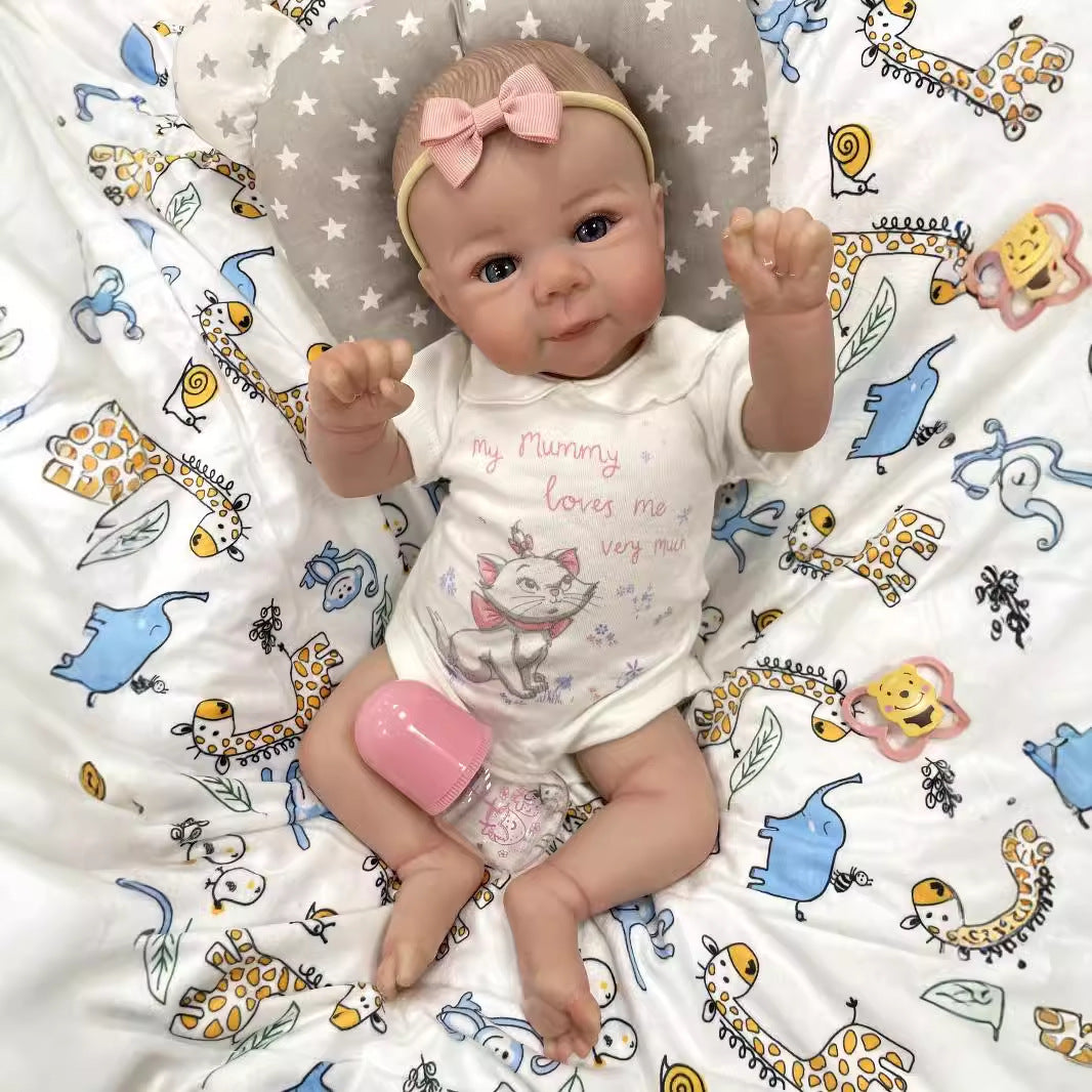 20 Inch Realistic Reborn Newborn Dolls with Cloth Body Detailed 3D Skin Handmade Collectible Doll Toy for Girls & Doll Lovers